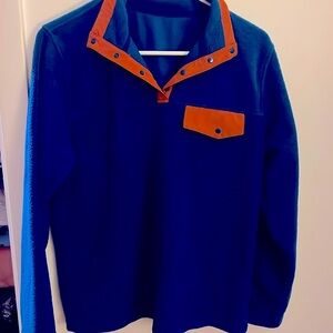 Zyia Aqua Blue Button Pullover Sweatshirt